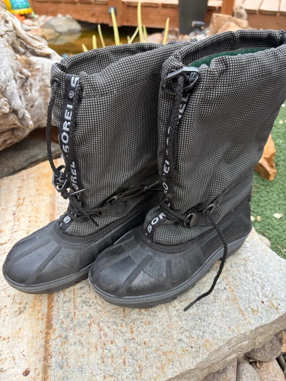 Sorel Lined Winter Snow Boots youth Size 3 Green Liners Lace Front Women's 4.5-5
